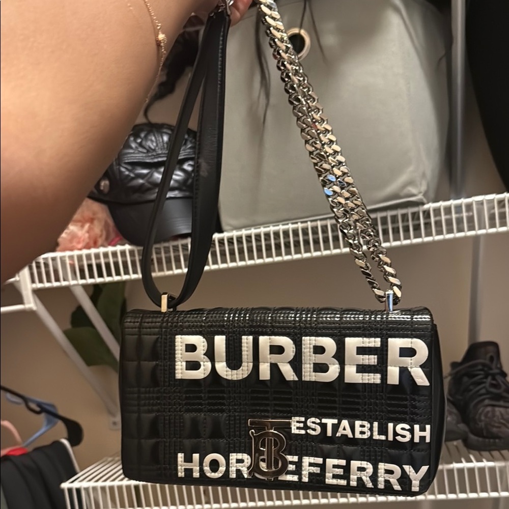 Burberry Black Leather Chain Shoulder Bag